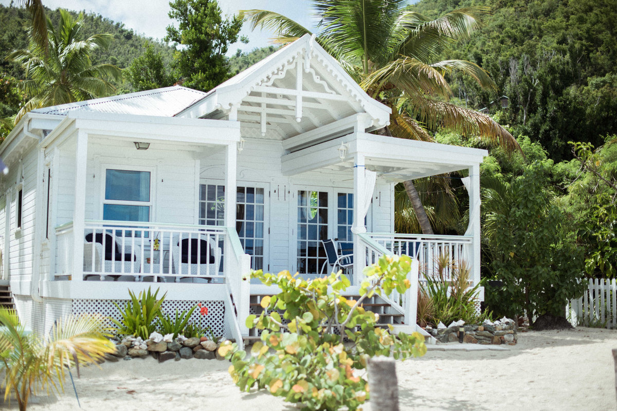 Gibney Beach Villa sitting directly on the white sand of Hawksnest Bay, St. John
