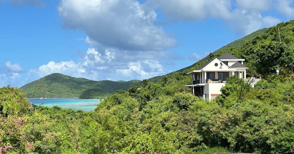 Panoramic view from Serenity at Francis Bay villa over the North Shore of St. John toward the BVI