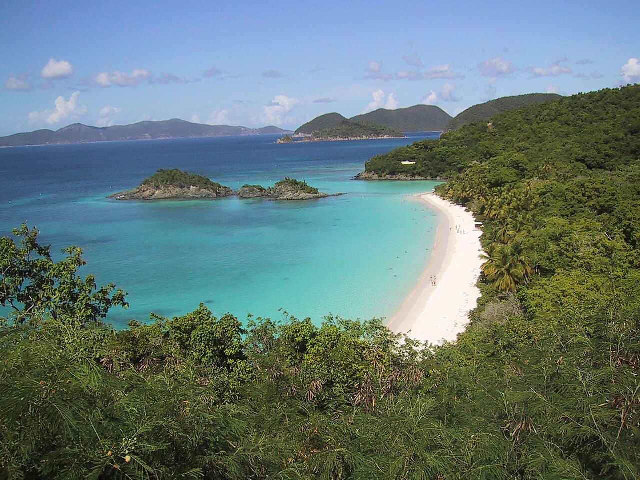 Trunk Bay, St. John — turquoise bay with a white-sand beach and offshore cay